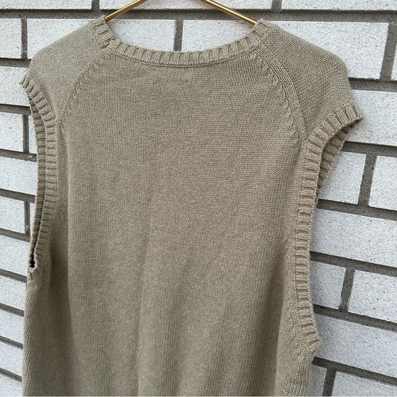Lands End Beige Tan Cotton Knit V-Neck Sweater Vest - Picture 5 of 9
